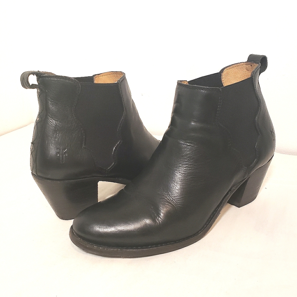 Frye Black Leather High Heel Boots